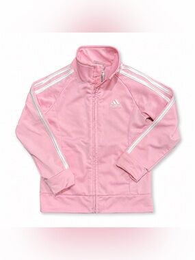 adidas Kids' Pink Track Jacket with White Stripes Size 5